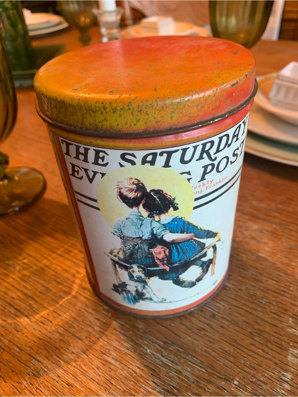 Vintage-Style The Saturday Evening Post Decorative Tin - Orange